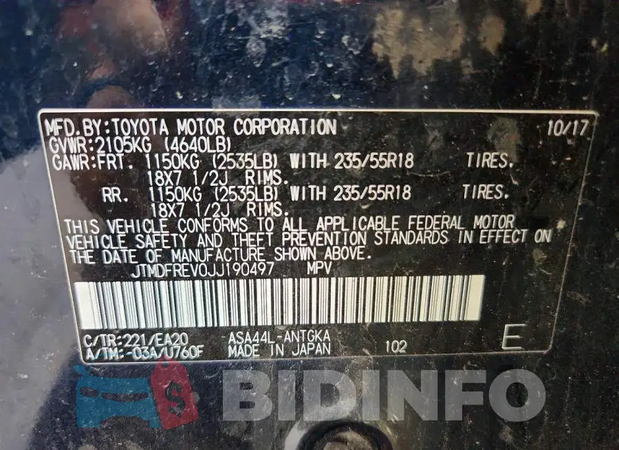 JTMDFREV0JJ190497 Photo# 14