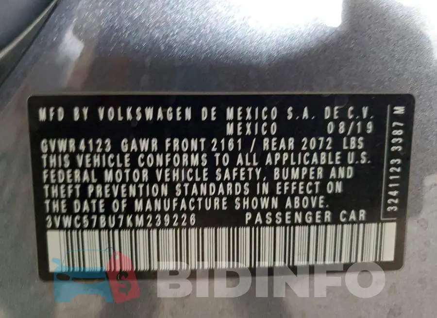 3VWC57BU7KM239226 Photo# 12