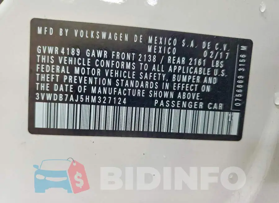 3VWDB7AJ5HM327124 Photo# 12