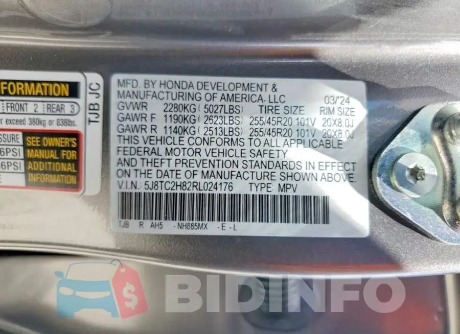 5J8TC2H82RL024176 Photo# 13