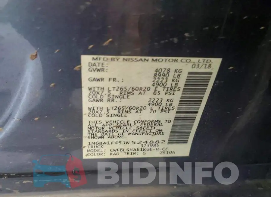 1N6BA1F45JN524882 Photo# 12