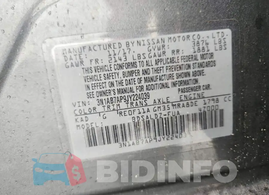 3N1AB7AP9JY224039 Photo# 12