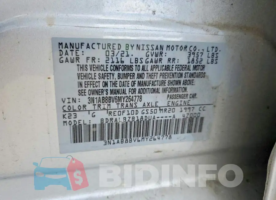 3N1AB8BV6MY264778 Photo# 13