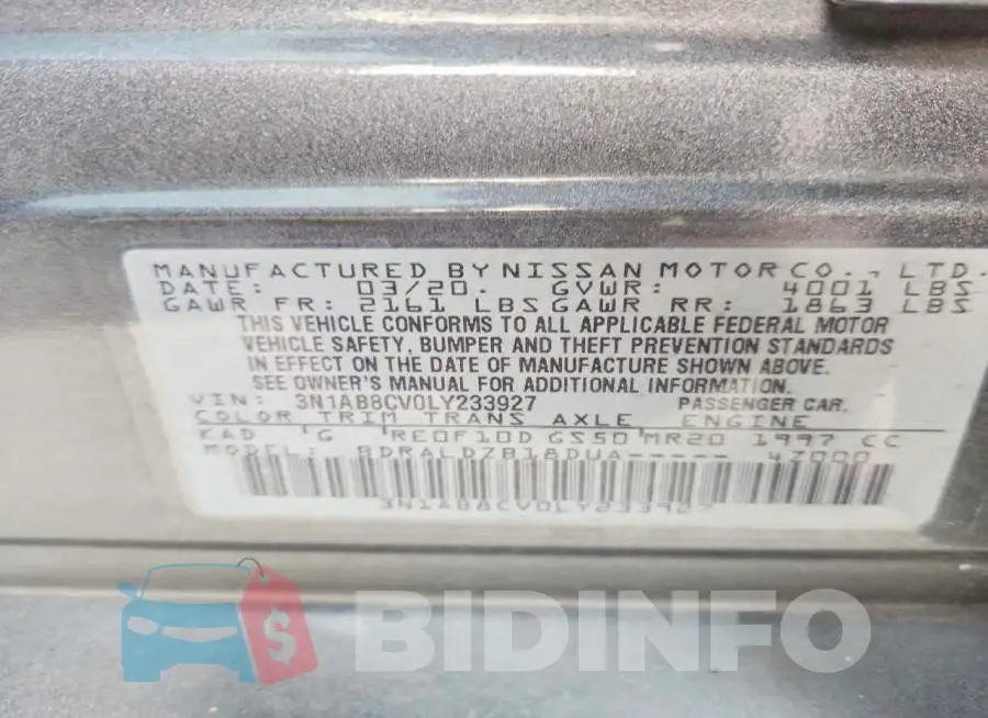 3N1AB8CV0LY233927 Photo# 12
