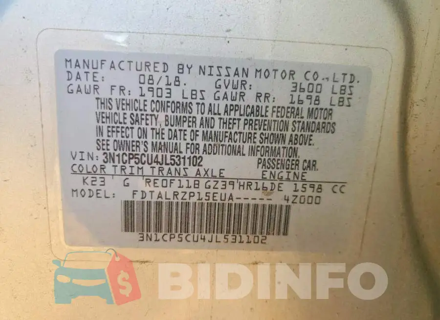 3N1CP5CU4JL531102 Photo# 12
