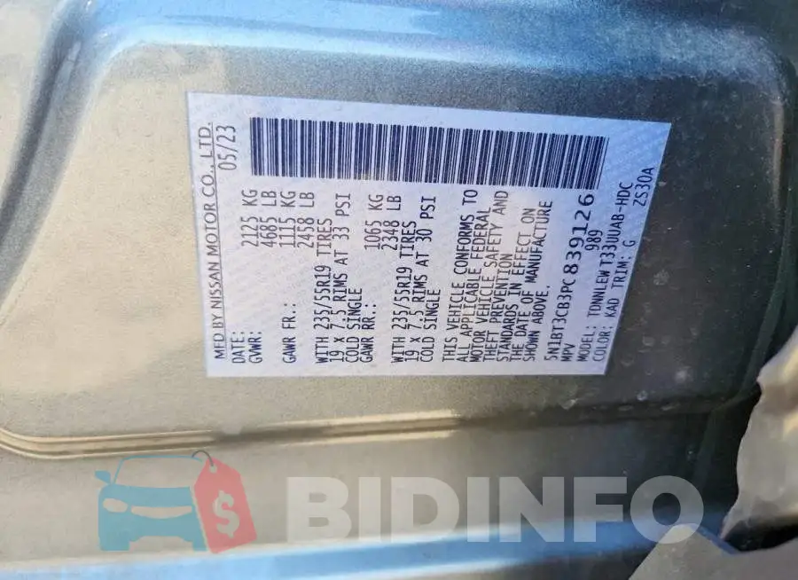 5N1BT3CB3PC839126 Photo# 13