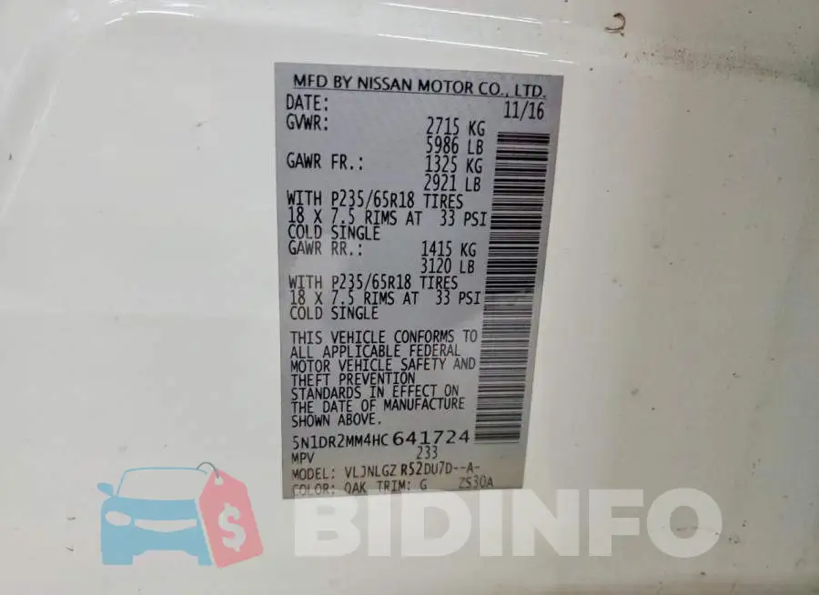 5N1DR2MM4HC641724 Photo# 13