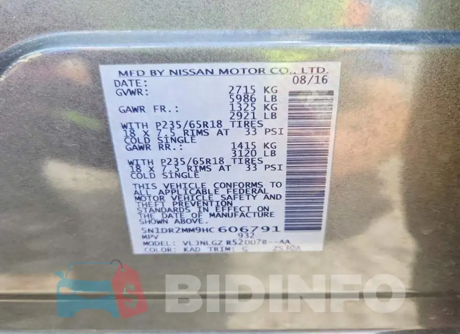 5N1DR2MM9HC606791 Photo# 13