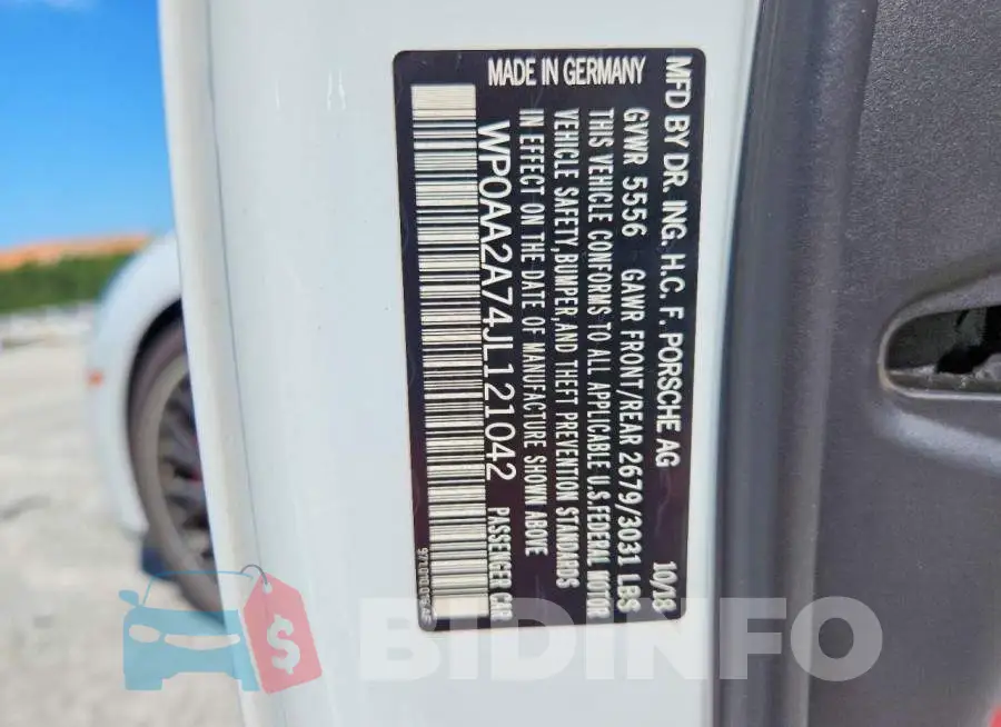 WP0AA2A74JL121042 Photo# 12