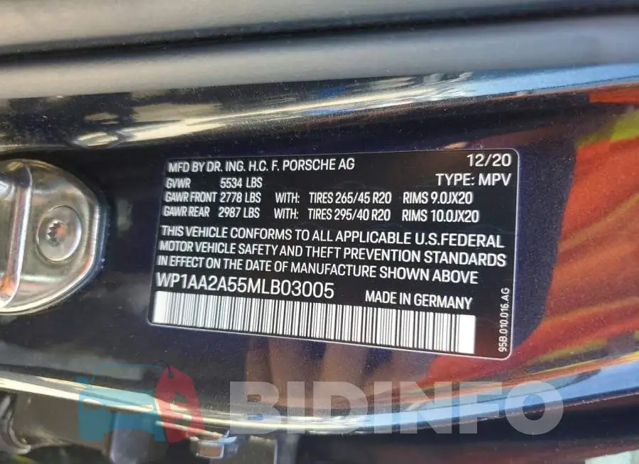 WP1AA2A55MLB03005 Photo# 14