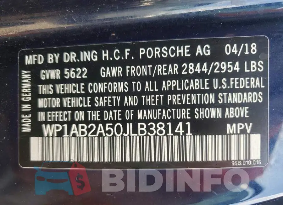 WP1AB2A50JLB38141 Photo# 13