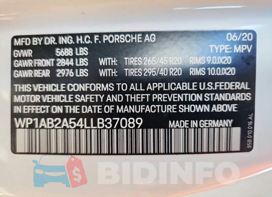 WP1AB2A54LLB37089 Photo# 13