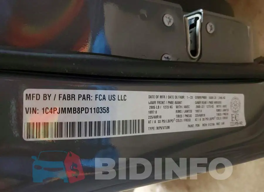 1C4PJMMB8PD110358 Photo# 13