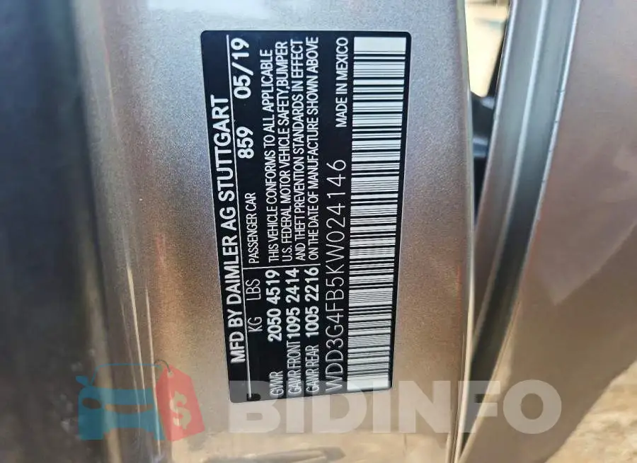 WDD3G4FB5KW024146 Photo# 12