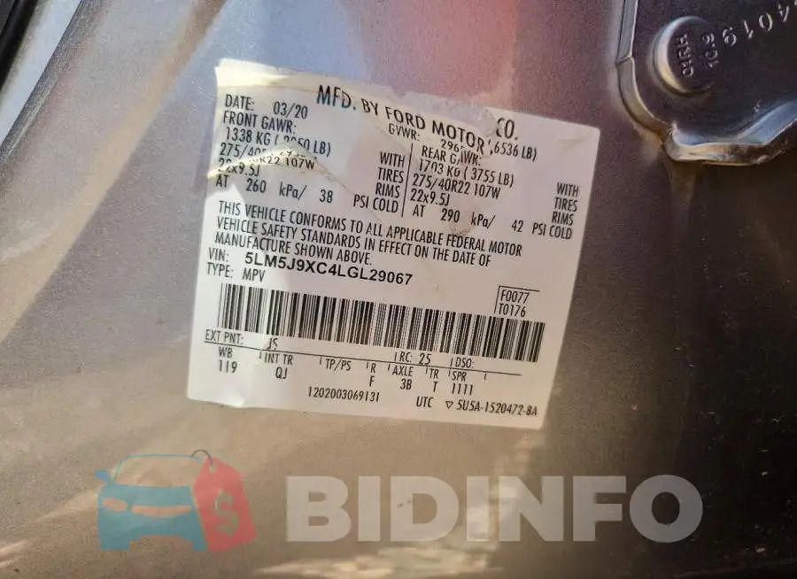 5LM5J9XC4LGL29067 Photo# 13
