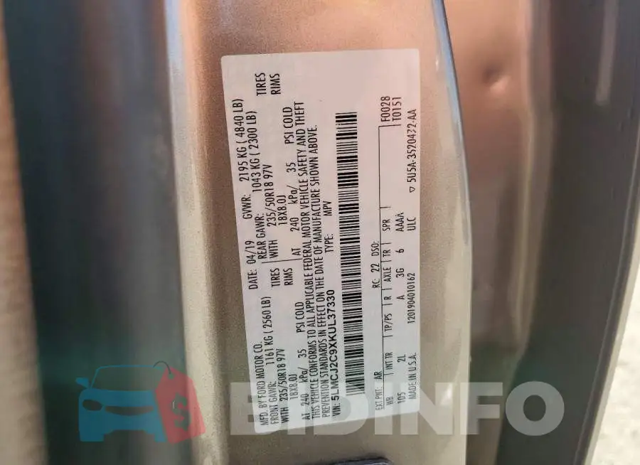 5LMCJ2C9XKUL37330 Photo# 14