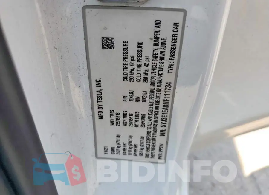 5YJ3E1EA8NF111734 Photo# 12