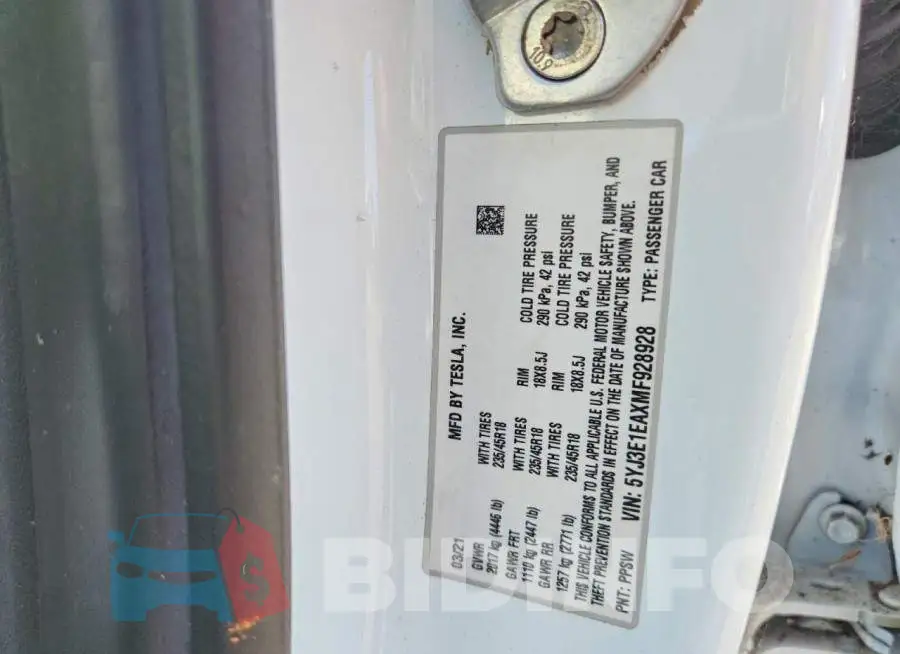 5YJ3E1EAXMF928928 Photo# 12