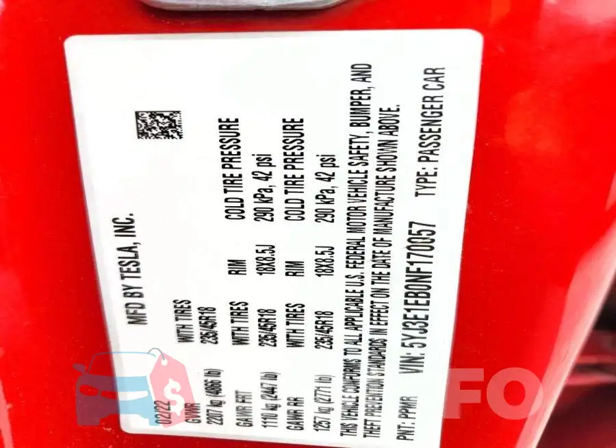 5YJ3E1EB0NF170057 Photo# 12