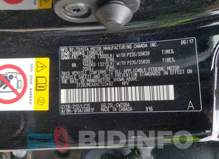2T2BZMCAXHC103482 Photo# 12