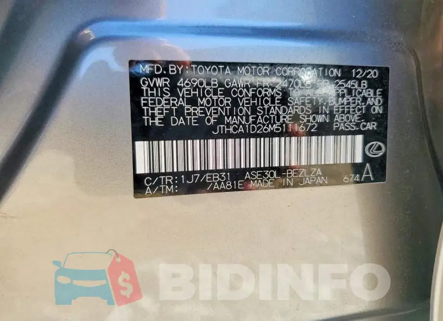 JTHCA1D26M5111672 Photo# 12