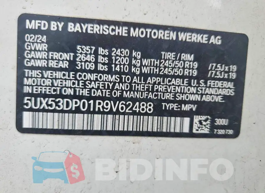 5UX53DP01R9V62488 Photo# 13