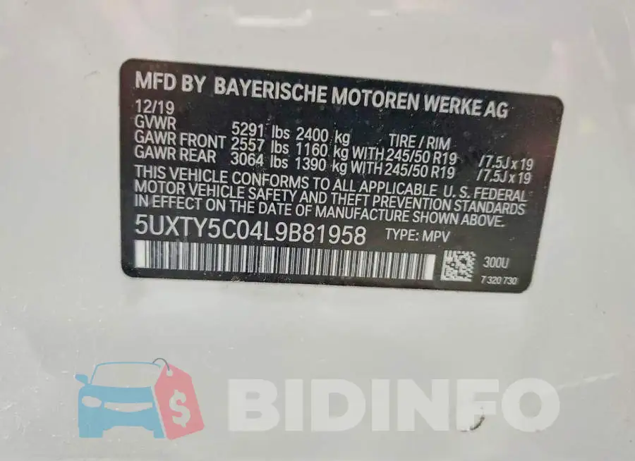 5UXTY5C04L9B81958 Photo# 14