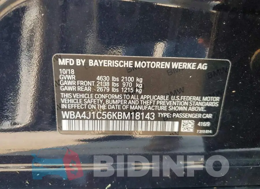 WBA4J1C56KBM18143 Photo# 12