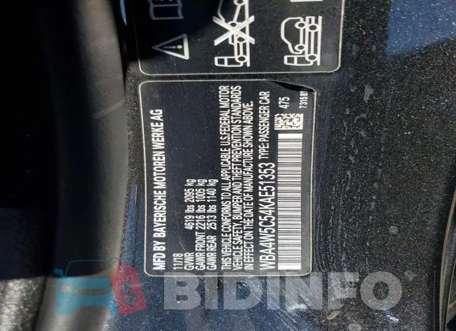 WBA4W5C54KAE51353 Photo# 12