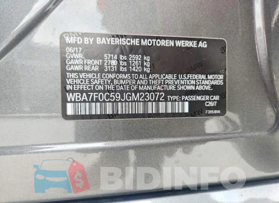 WBA7F0C59JGM23072 Photo# 13