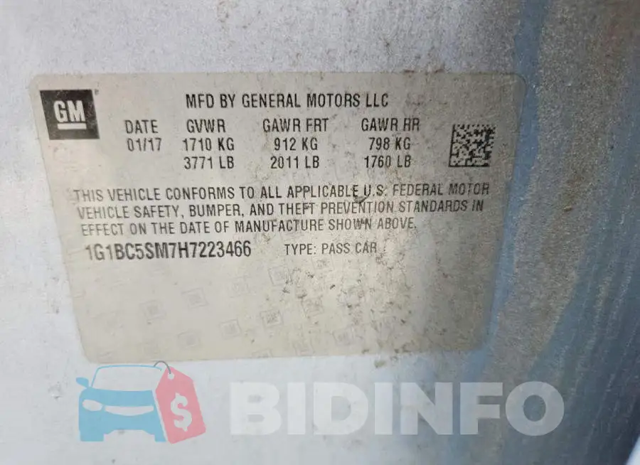 1G1BC5SM7H7223466 Photo# 12