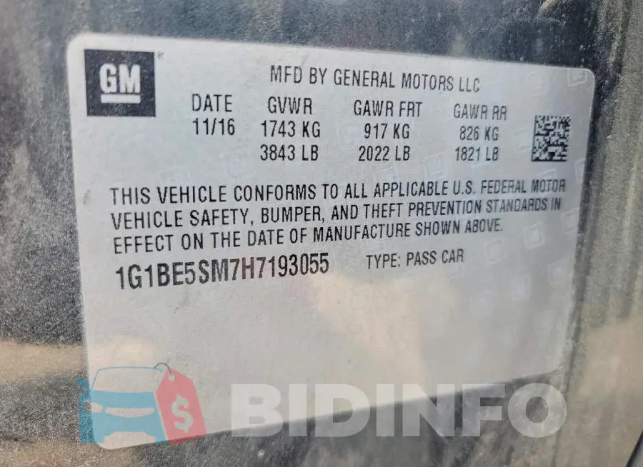 1G1BE5SM7H7193055 Photo# 12