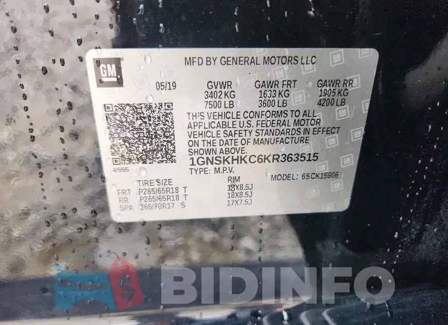 1GNSKJKC3GR232105 Photo# 13