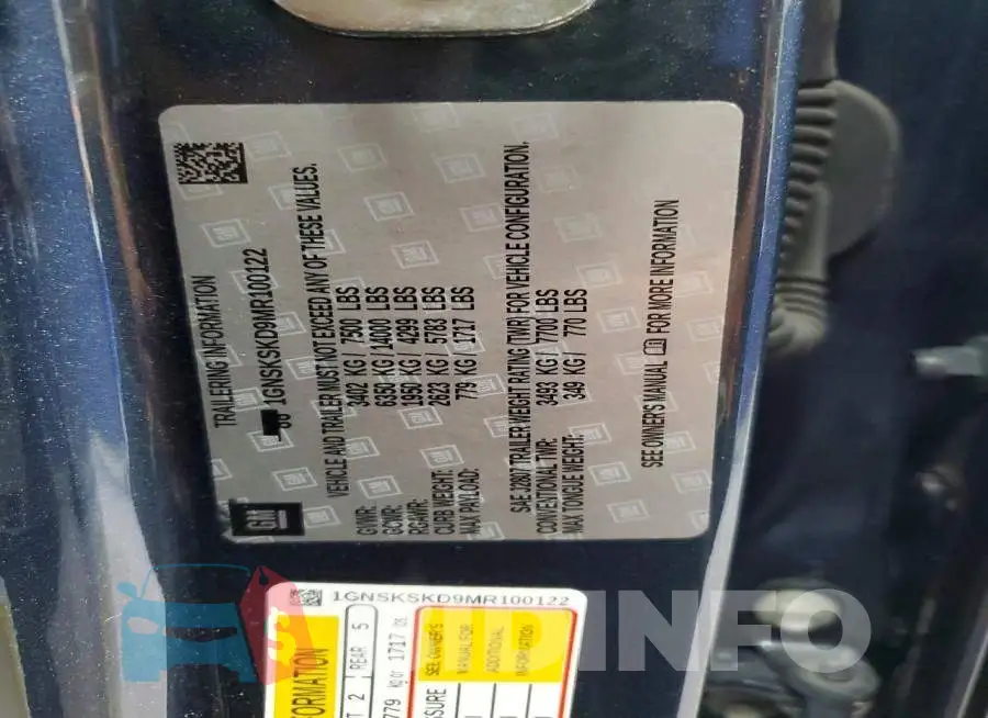 1GNSKSKD9MR100122 Photo# 13