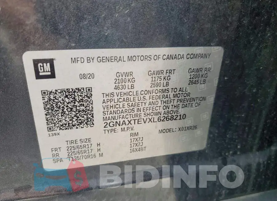 2GNAXTEVXL6268210 Photo# 13
