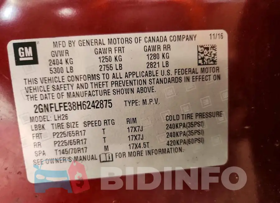 2GNFLFE38H6242875 Photo# 14