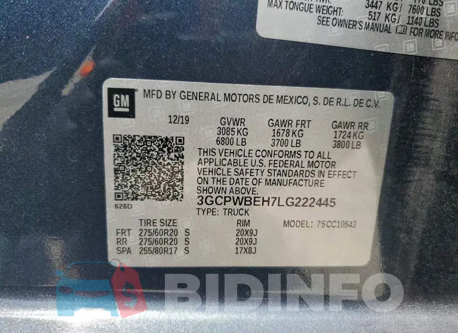 3GCPWBEH7LG222445 Photo# 12