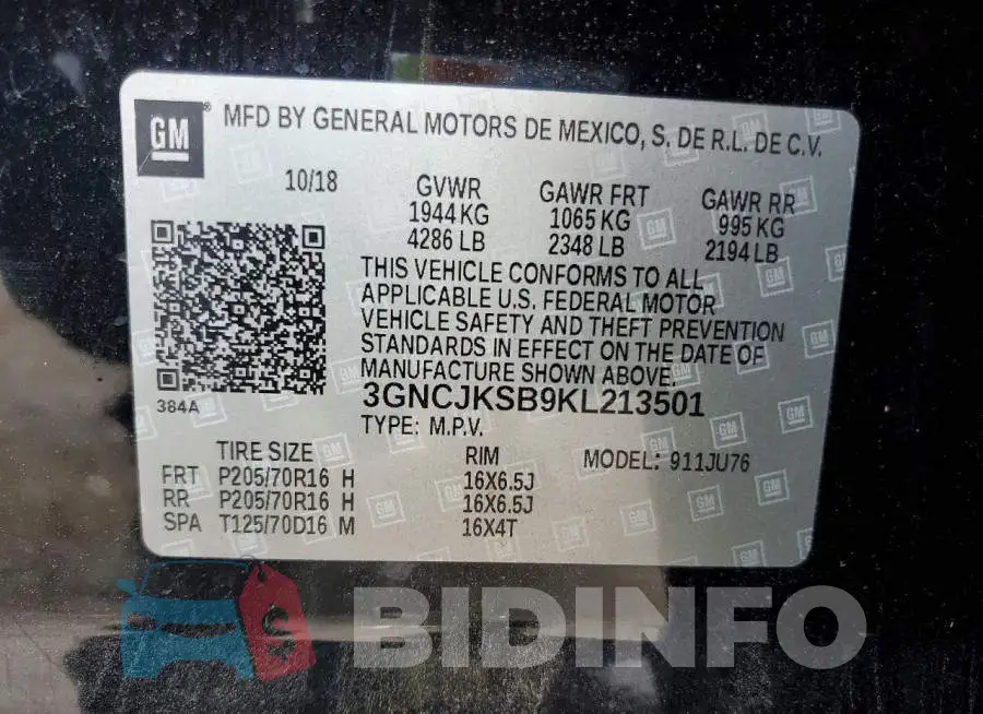 3GNCJKSB9KL213501 Photo# 13