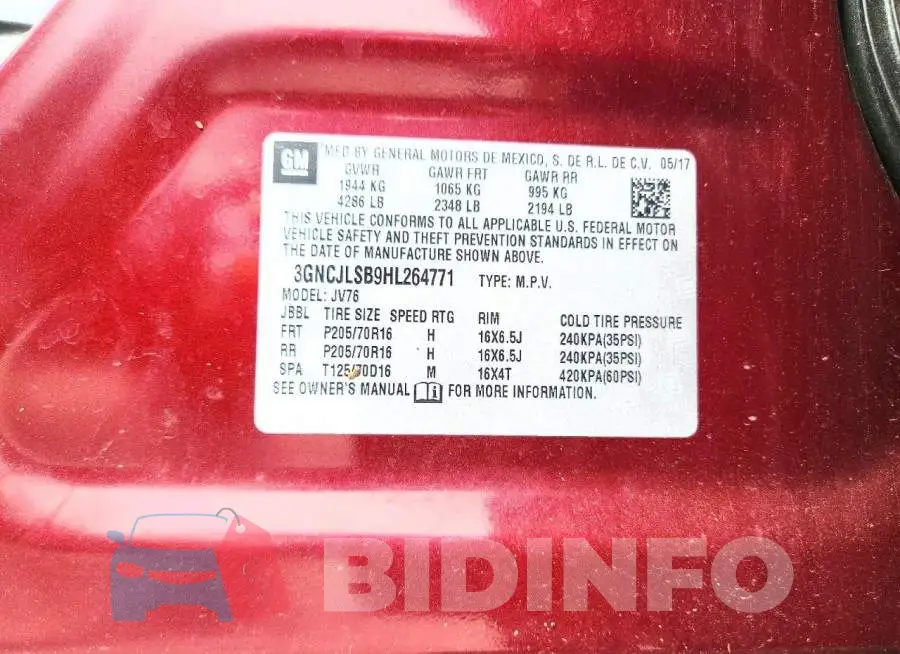 3GNCJLSB9HL264771 Photo# 12