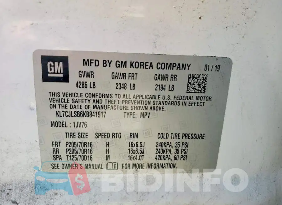 KL7CJLSB6KB841917 Photo# 13