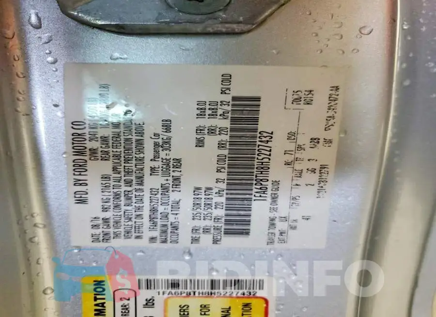 1FA6P8TH8H5227432 Photo# 13