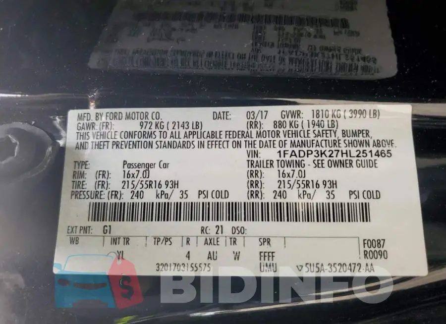 1FADP3K27HL251465 Photo# 13