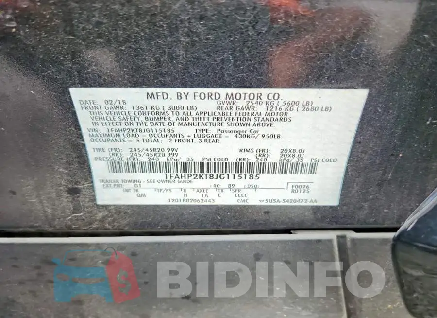 1FAHP2KT8JG115185 Photo# 12