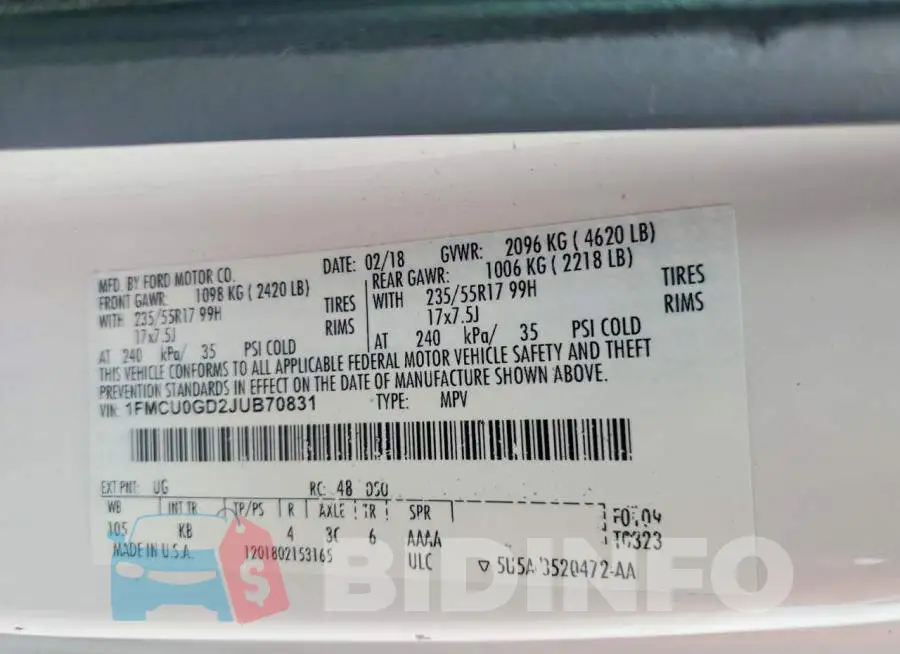 1FMCU0GD2JUB70831 Photo# 13