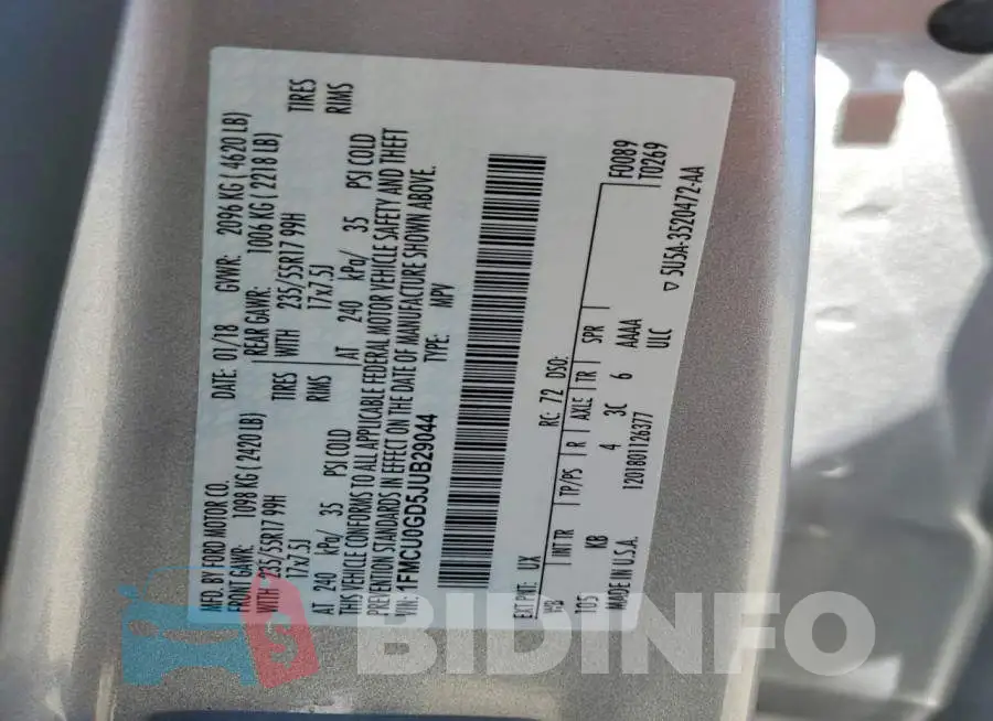 1FMCU0GD5JUB29044 Photo# 13