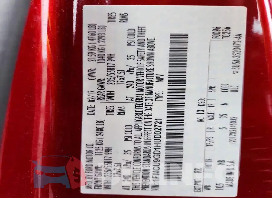 1FMCU9GD1HUD02721 Photo# 12