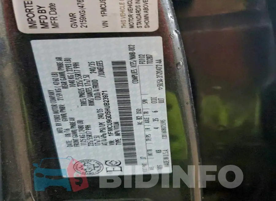 1FMCU9GD5HUB23971 Photo# 13
