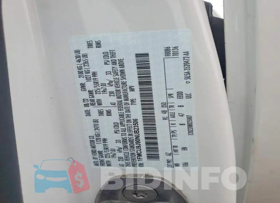 1FMCU9J90NUB23506 Photo# 13