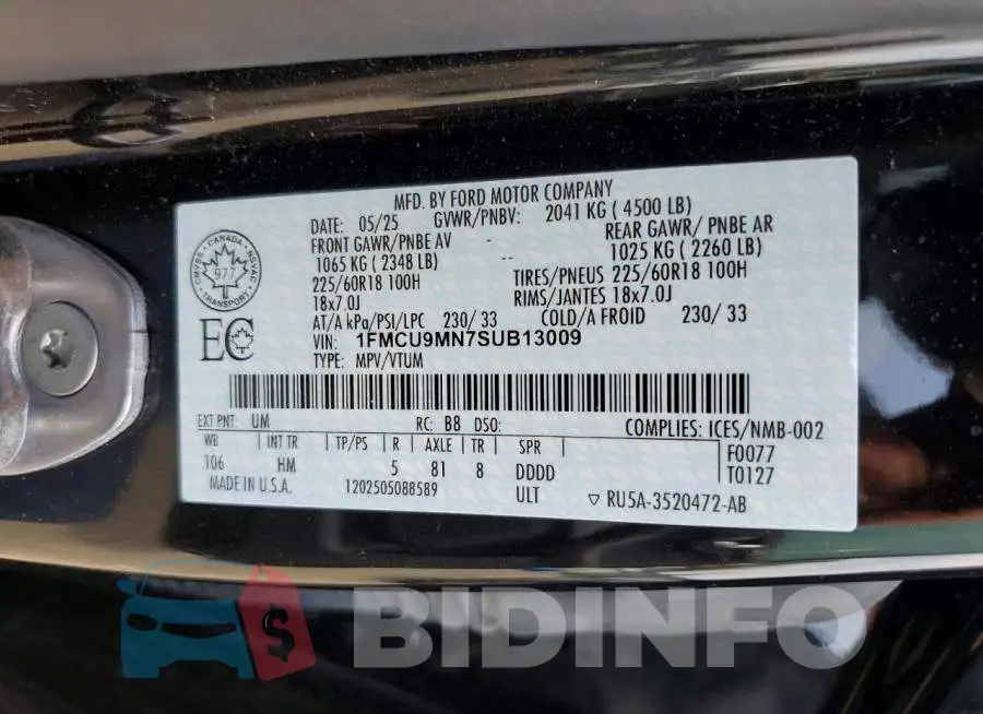 1FMCU9MN7SUB13009 Photo# 13