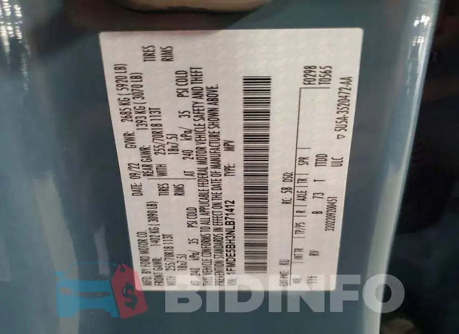 1FMDE5BH3NLB71412 Photo# 13